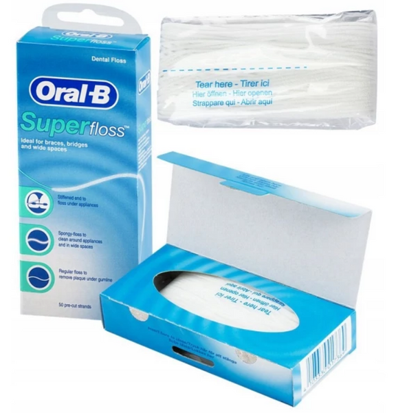 Зубна нитка Oral-B Super Floss 2в1, 50 шт 8700216538961 фото